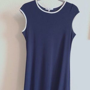 Ann Alee + Hope Blue jersey dress with white piping